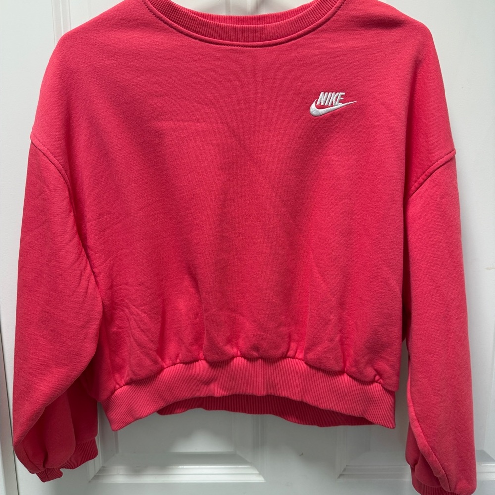 Nike Kid's Coral Pink Crew Sweatshirt with White Logo